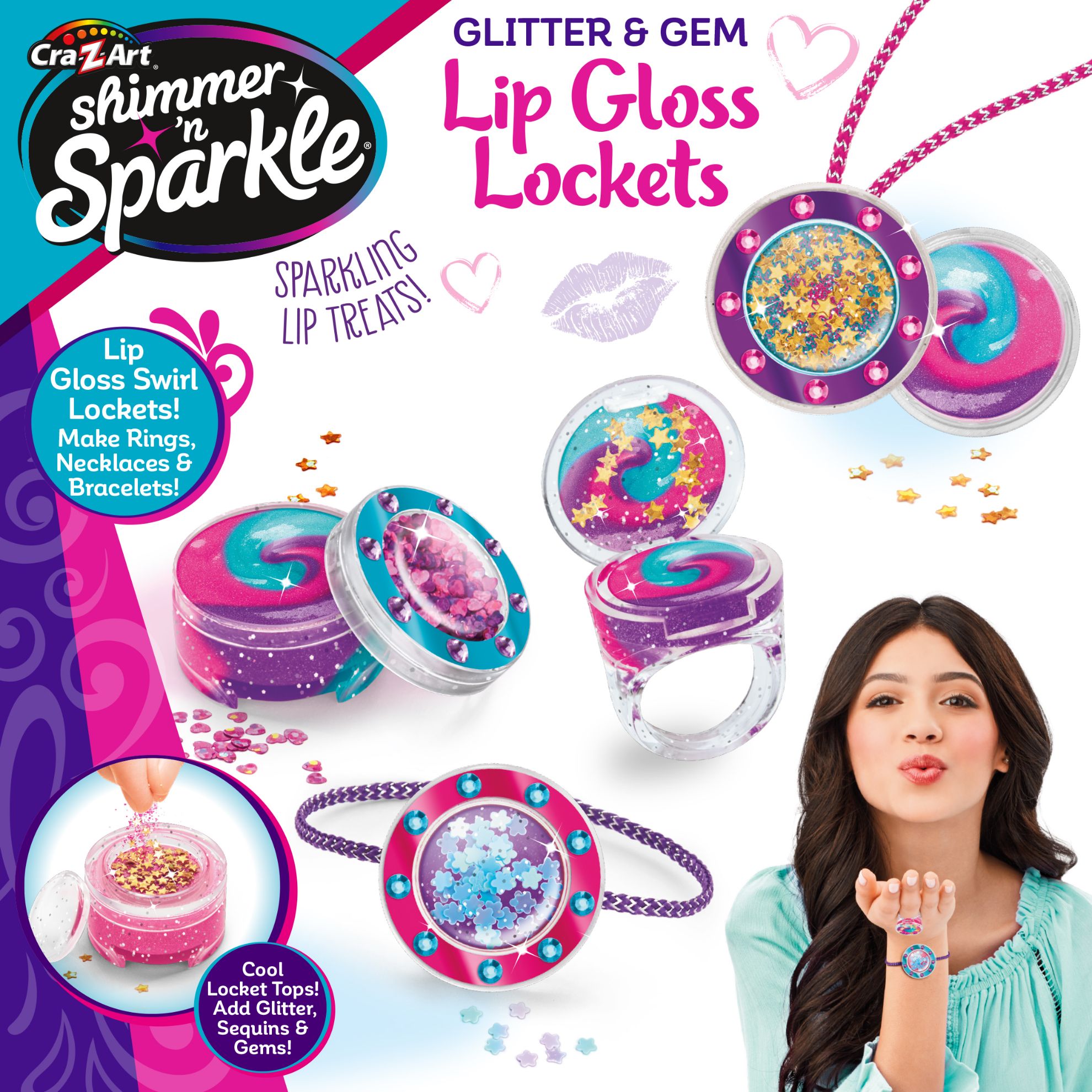 Shimmer N Sparkle Glitter and Gem Lip Gloss Lockets