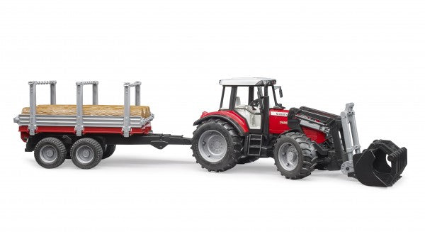 Massey Ferguson + Frontloader and timber trailer