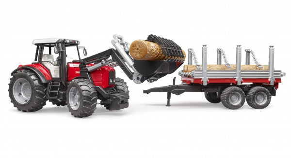 Massey Ferguson + Frontloader and timber trailer
