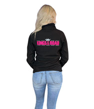 Load image into Gallery viewer, LADIES BLACK JACKET WITH PINK EMBROIDERED LOGO