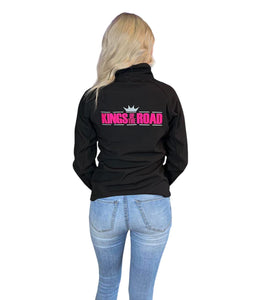 LADIES BLACK JACKET WITH PINK EMBROIDERED LOGO