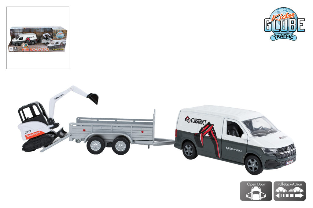 Volkswagen Transporter with Trailer mini Digger