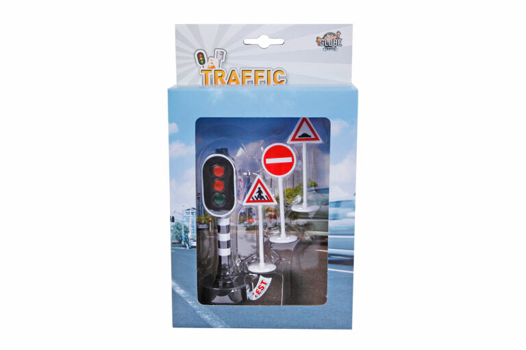 Traffic light with 3 traffic signs