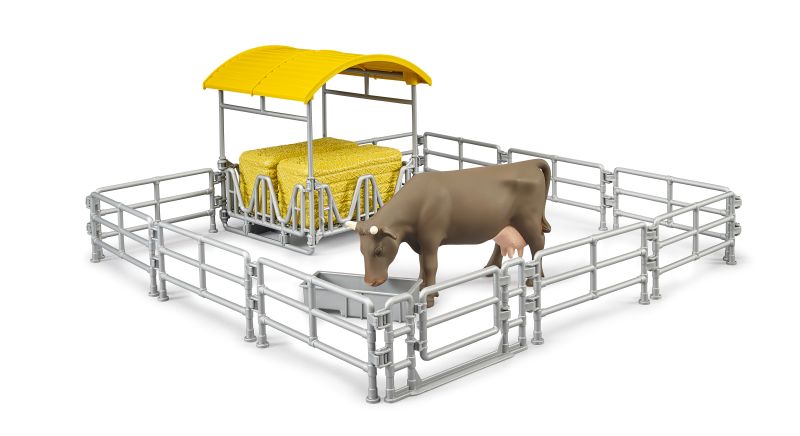 Hay rack with fences and trough