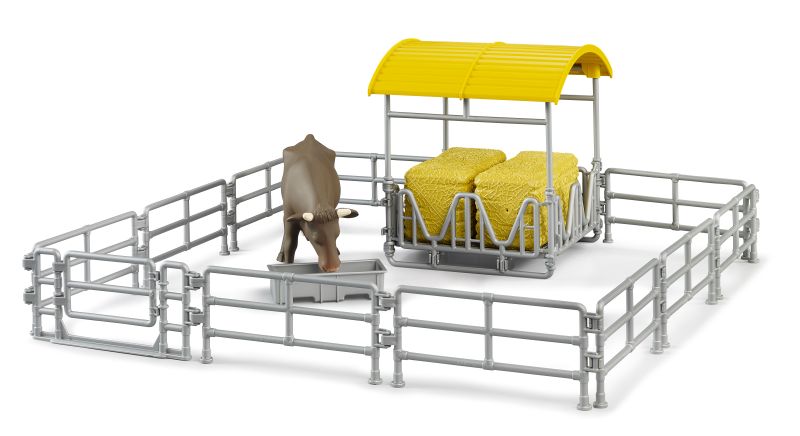 Hay rack with fences and trough