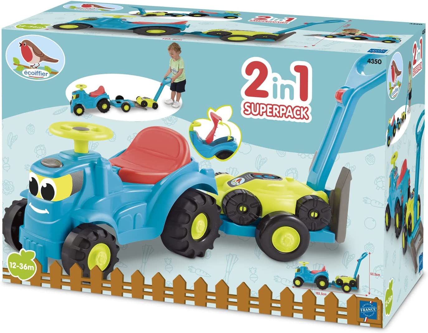 Ecoiffier Tractor Trailer and Lawnmower