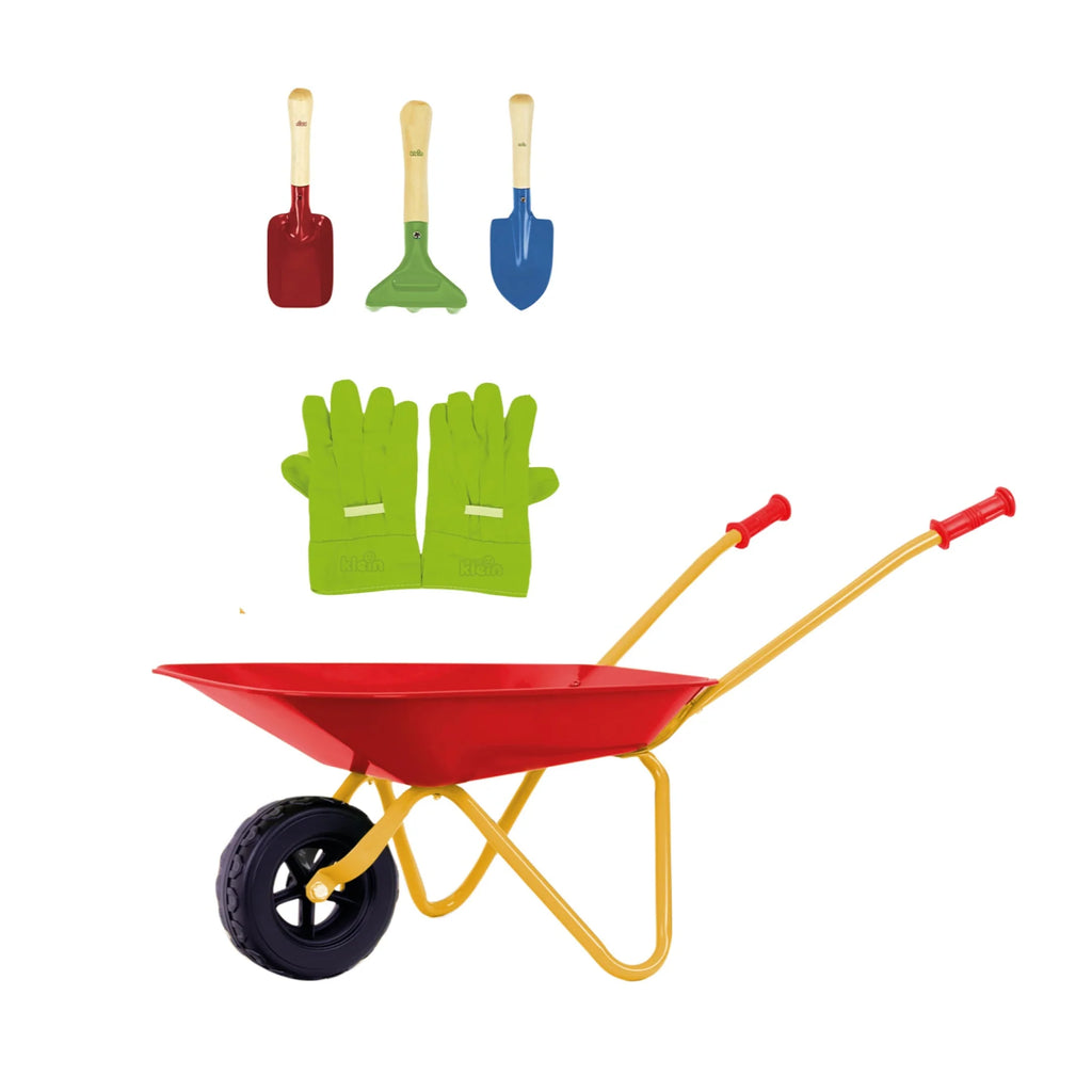Children's metal wheelbarrow with accessories
