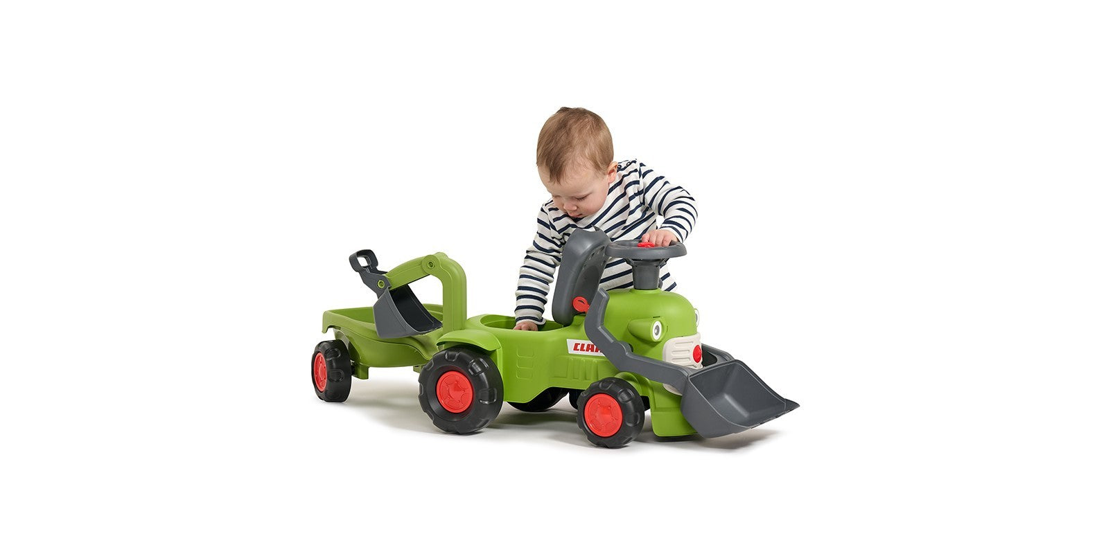 Falk Claas Vintage Tractor with Loader, Back Hoe and Trailer