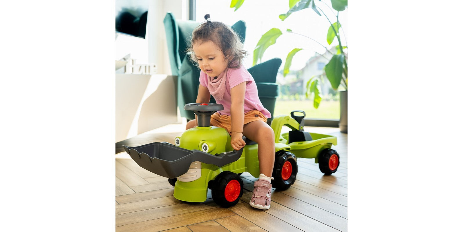 Falk Claas Vintage Tractor with Loader, Back Hoe and Trailer