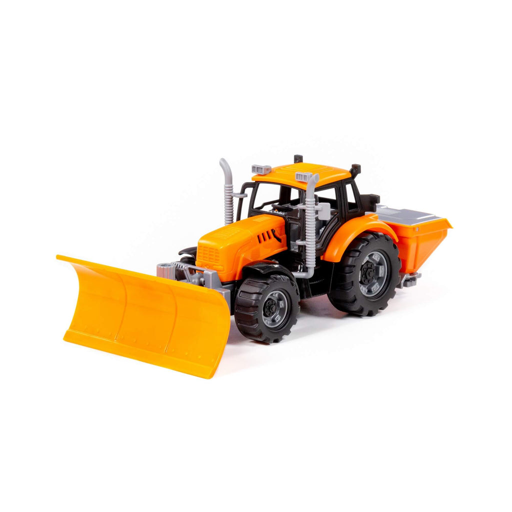 PROGRESS friction powered snow-plough tractor, orange