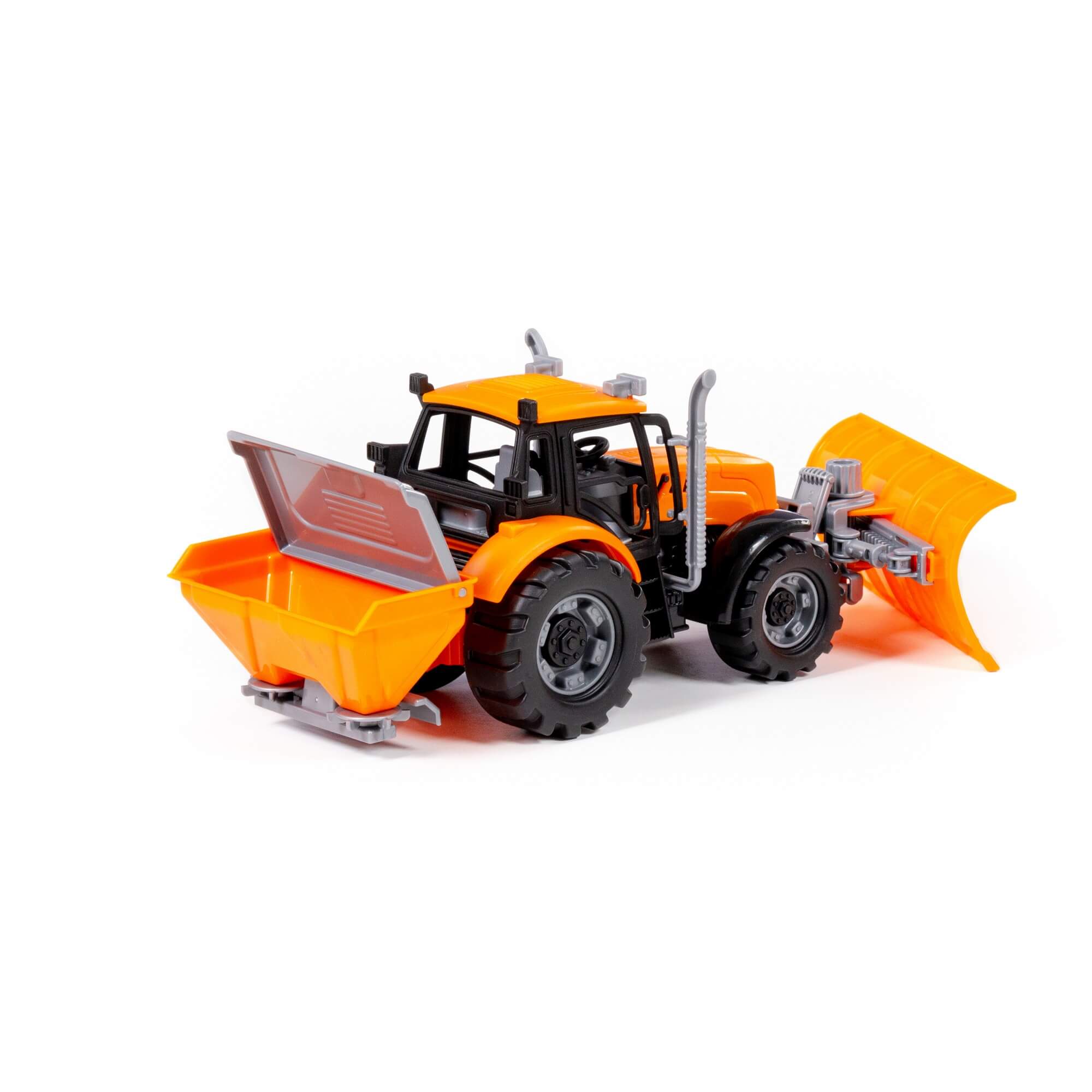 PROGRESS friction powered snow-plough tractor, orange