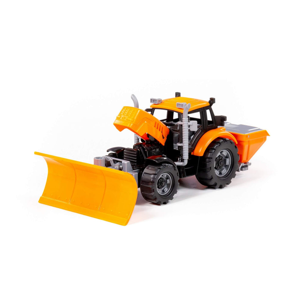 PROGRESS friction powered snow-plough tractor, orange