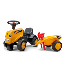 Load image into Gallery viewer, Falk Baby Jcb Ride-On Tractor With Trailer, Rake &amp; Shovel