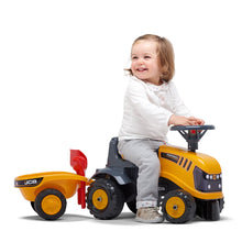 Load image into Gallery viewer, Falk Baby Jcb Ride-On Tractor With Trailer, Rake &amp; Shovel