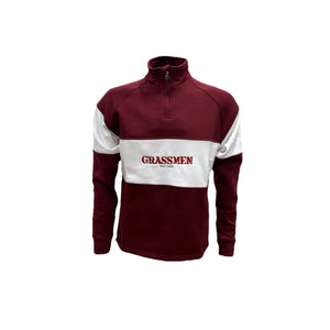 GRASSMEN Burgundy & White - Kids Cotton Quarter Zip