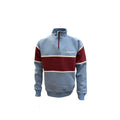 GRASSMEN Sky Blue, Burgundy & White - Adults Unisex Cotton Quarter Zip