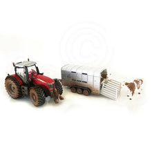 Load image into Gallery viewer, 1:32 Muddy Massey Ferguson Tractor with Ifor Williams Trailer