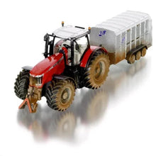 Load image into Gallery viewer, 1:32 Muddy Massey Ferguson Tractor with Ifor Williams Trailer