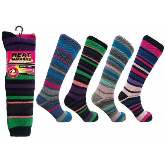 Heat Machine Ladies Thermal Long Stripe Socks