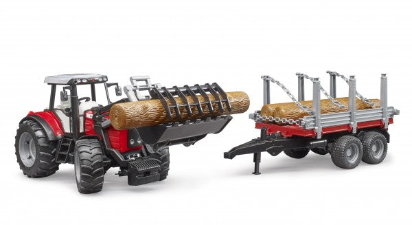 Massey Ferguson + Frontloader and timber trailer