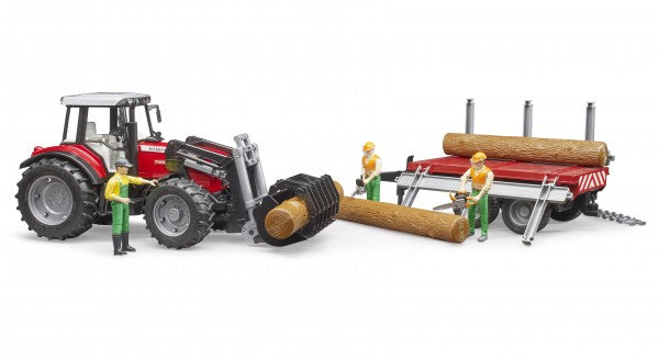 Massey Ferguson + Frontloader and timber trailer