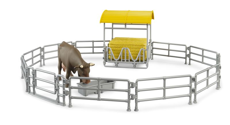 Hay rack with fences and trough