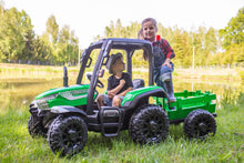 Load image into Gallery viewer, AgriPow 24V Electric Ride On Tractor with Trailer Green
