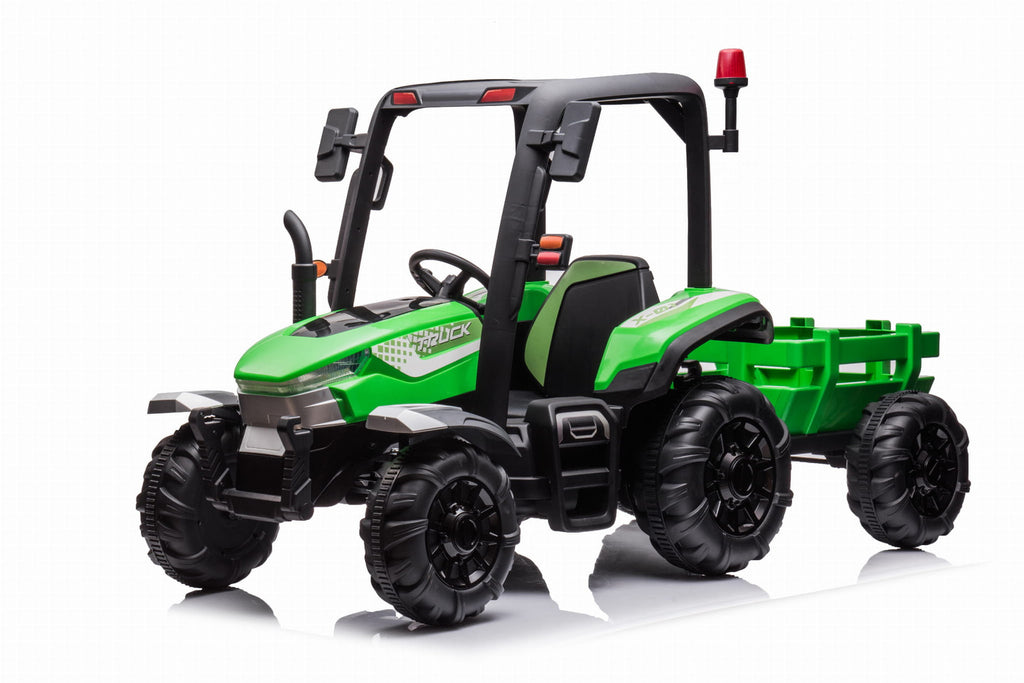 AgriPow 24V Electric Ride On Tractor with Trailer Green