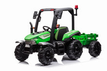 Load image into Gallery viewer, AgriPow 24V Electric Ride On Tractor with Trailer Green