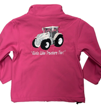 Load image into Gallery viewer, Kids Impact Pink Softshell Jacket – Gold Tractor