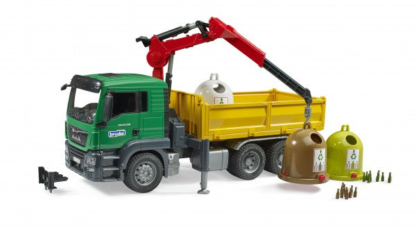 MAN TGS Truck with 3 glass recycling containers