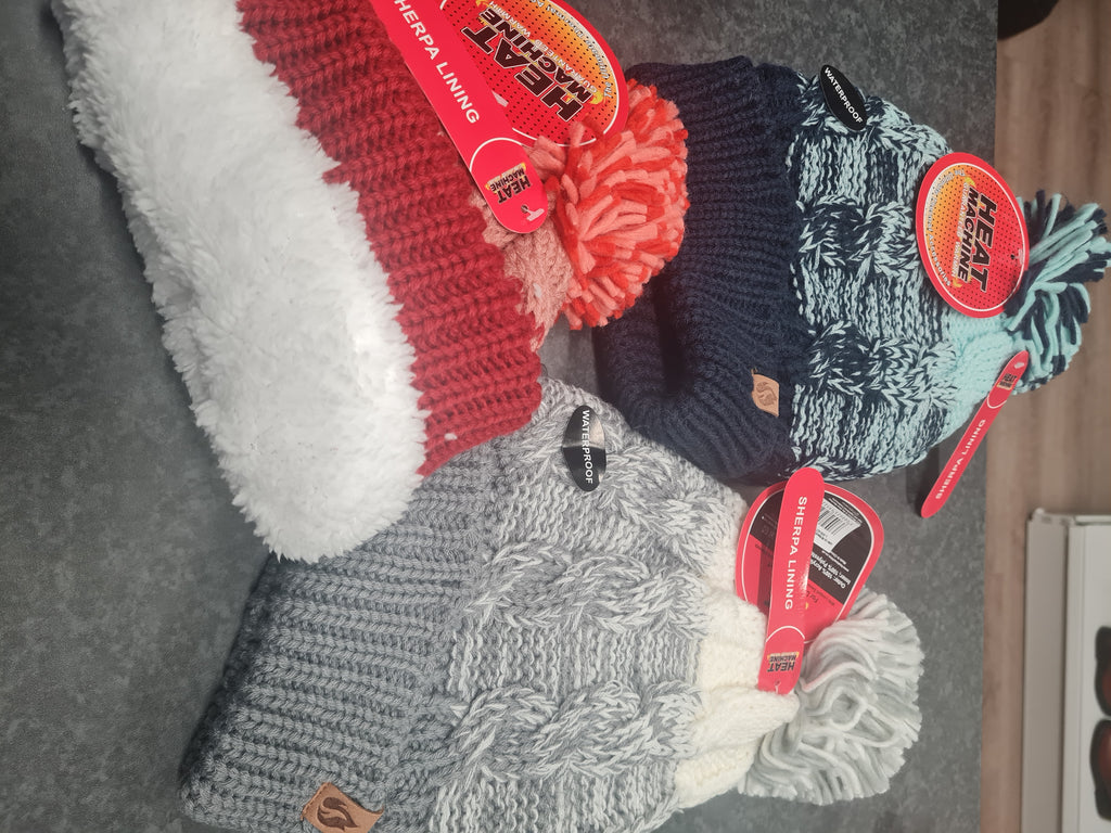 Heat Machine Waterproof Sherpa Lined Bobble Hat