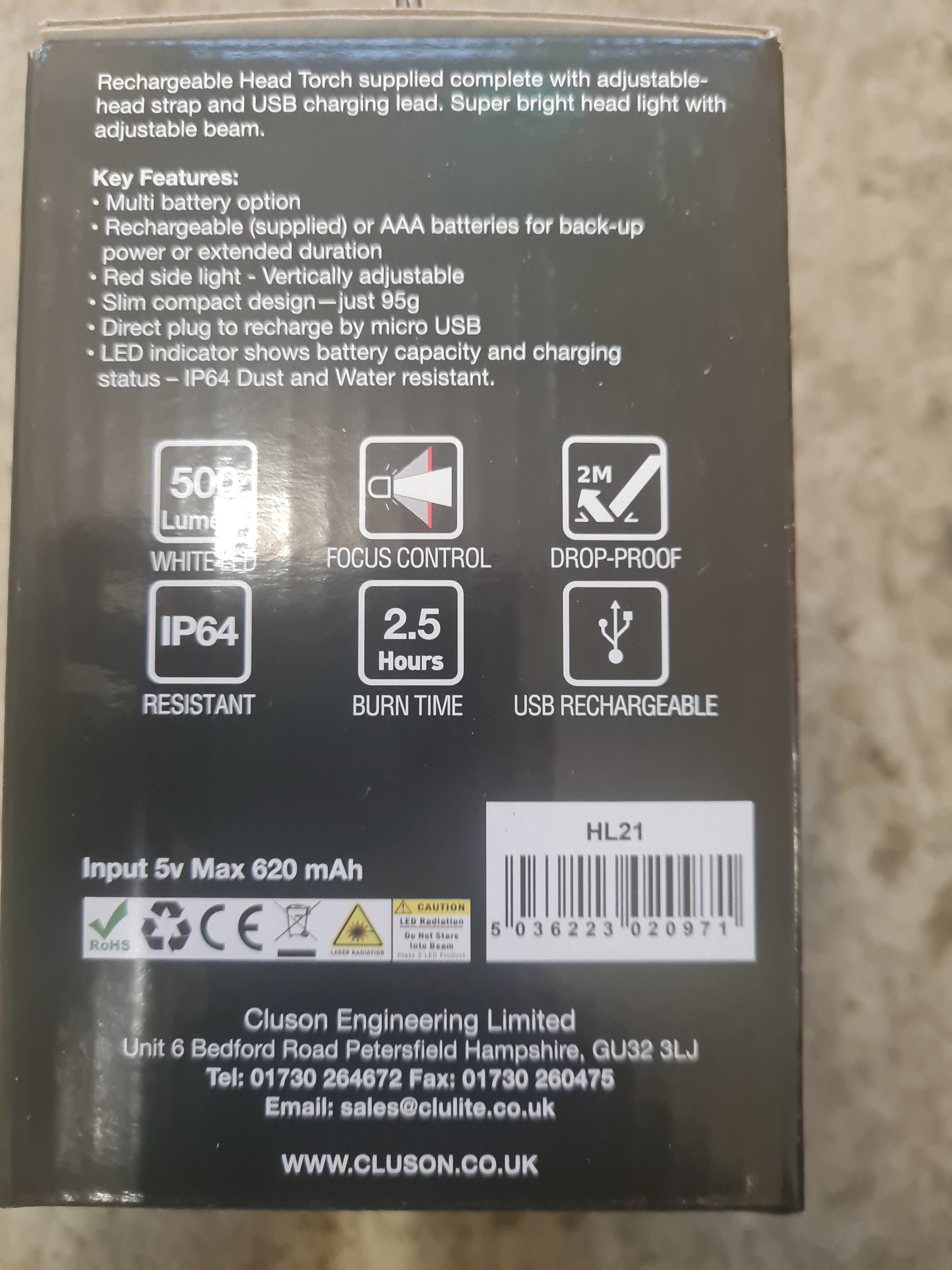 Clulite HL21 Focus2Go Rechargeable LED Head Torch With Adjustable Beam