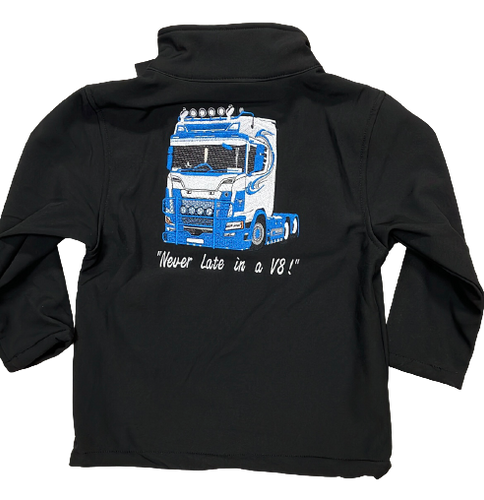 Kids Impact Black Softshell Jacket – V8 Lorry