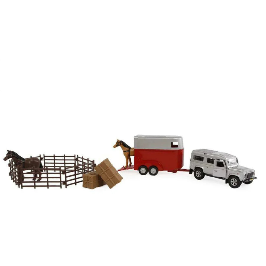 Kids Globe Land Rover & Horse Trailer with Accessories