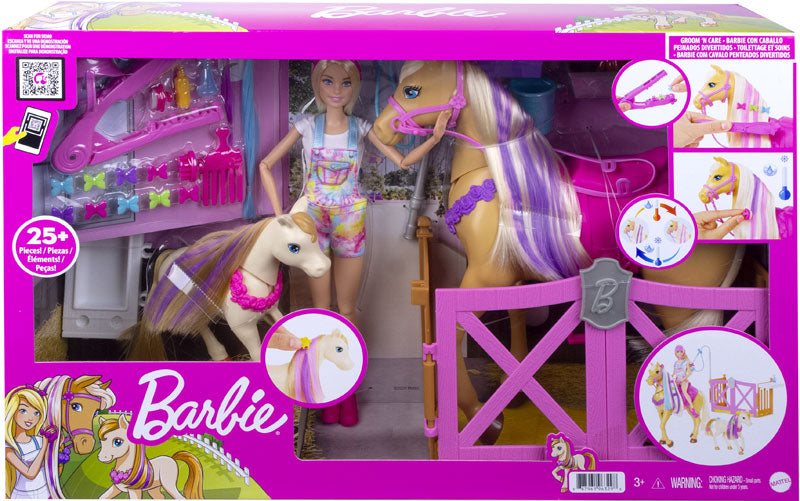 BARBIE GROOM N CARE DOLL | HORSES AND PLAYSET