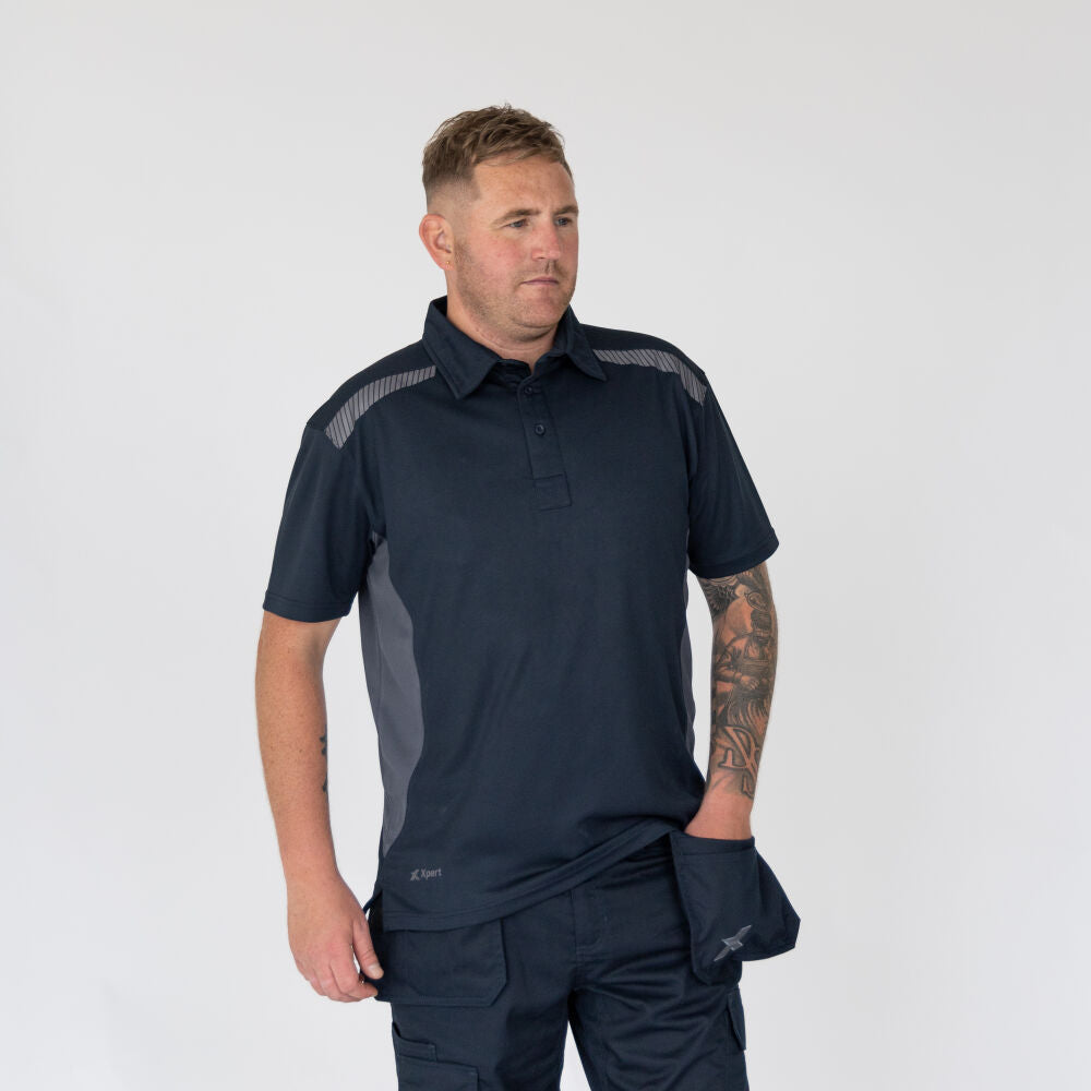 Xpert Pro Stretch Polo Shirt Navy/Grey