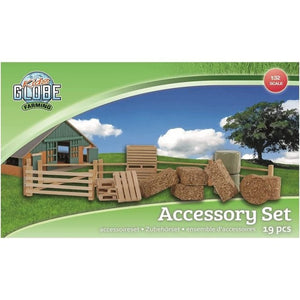 Kids Globe Farm Accessory Set - Fences Hay Bales Pallets etc 19 Pieces Wooden