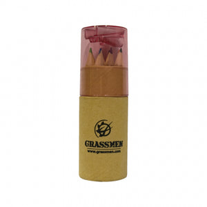 GRASSMEN 12 Pack Colouring Pencils & Sharpener (Tube)